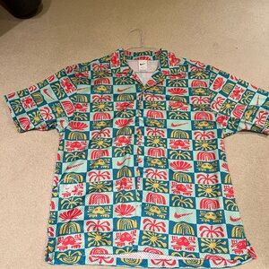 Nike Red and Blue Casual Button Down Shirt